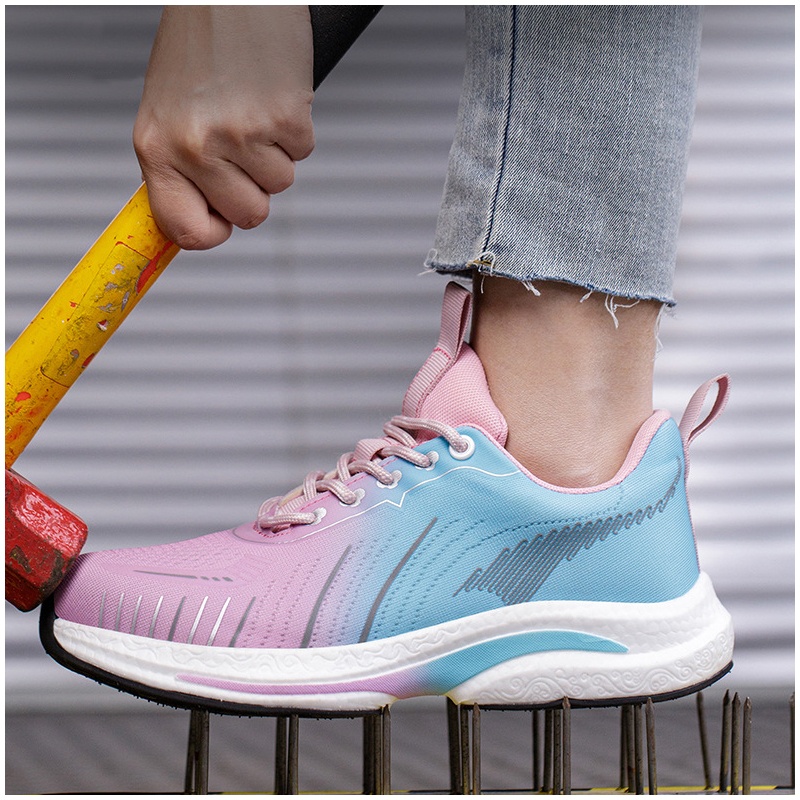 Women'S Shoes For Work - 女性ファッション通気性スチールつま先キャップ作業靴エアメッシュ夏安全靴ワーカーツーリングセキュリティスニーカー安全靴