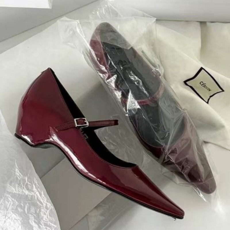 Mary Jane Shoes - 2026 新着甘いエレガントな靴女性ウェッジヒールメアリージェーンシューズポインテッドトゥ婦人靴メタルバックルトリムサンダル 5413