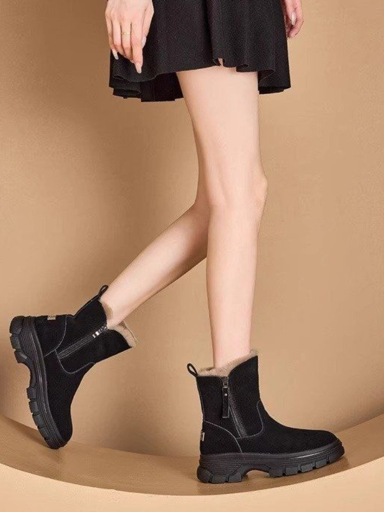 Women'S Shoes Trending 2025 - ふわふわの柔らかいスノーブーツ レディース レトロスタイル 滑り止め 仕事用 2025年新作