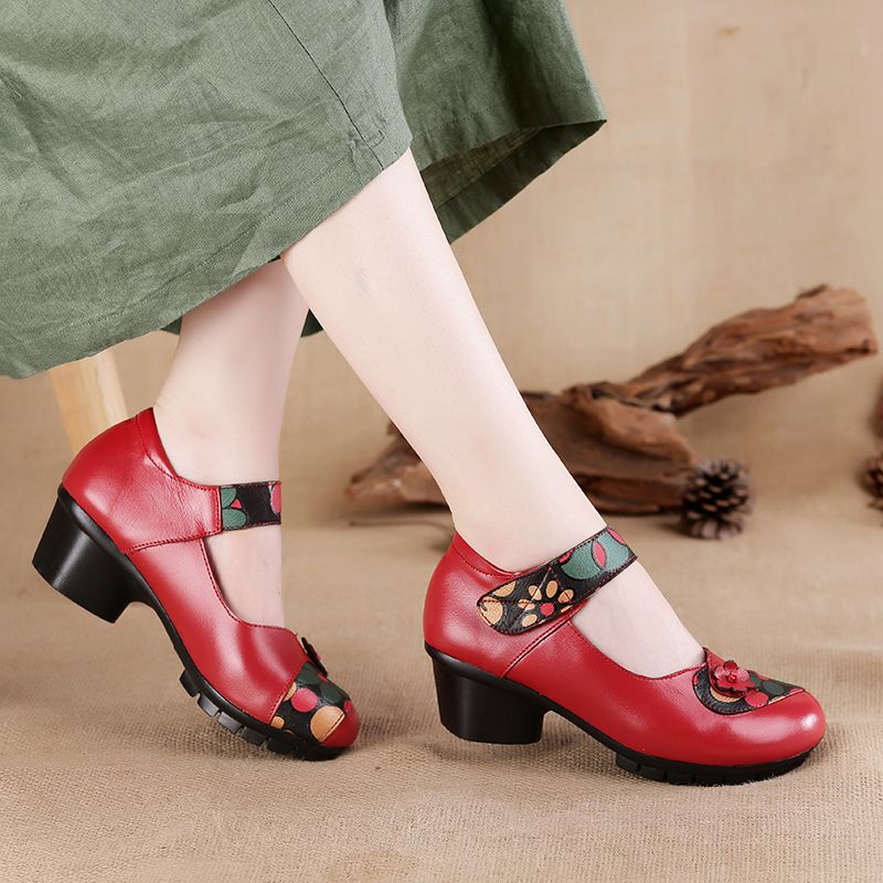 Mary Jane Shoes - 女性のための豪華な花柄のウェッジヒール,スタイリッシュな靴,良質,2024