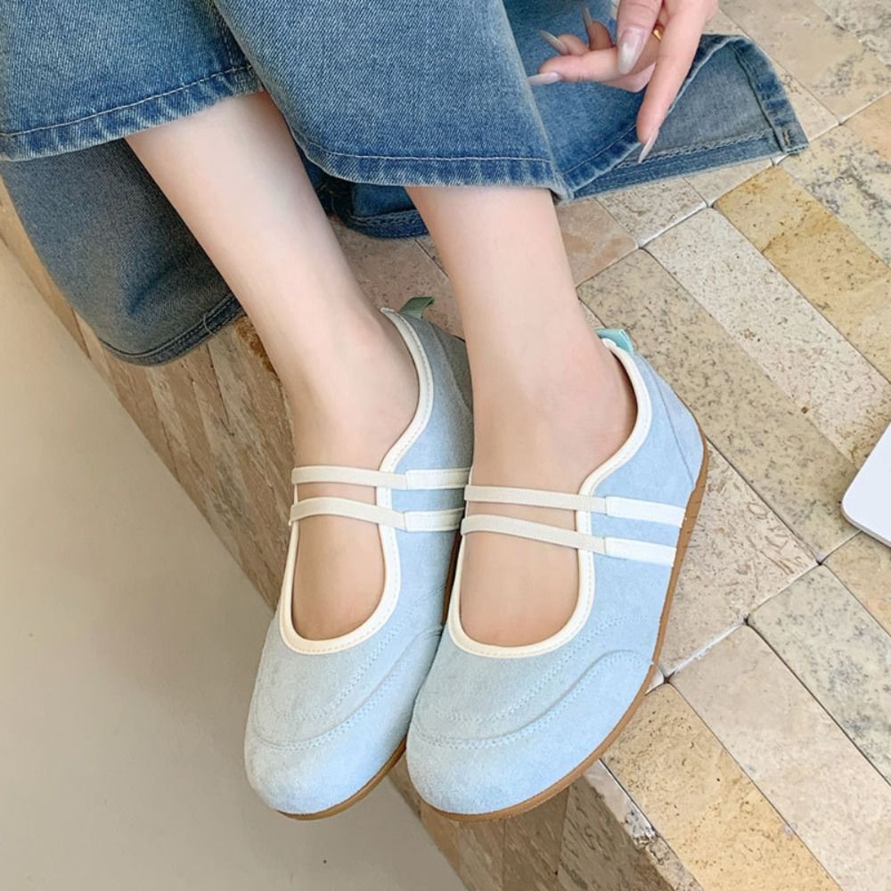 Mary Jane Shoes - カラーブロッキングメリージェーンシューズ合成皮革ストリートウェアバレリーナシューズ滑り止め英国フランススタイルシングルシューズ女性