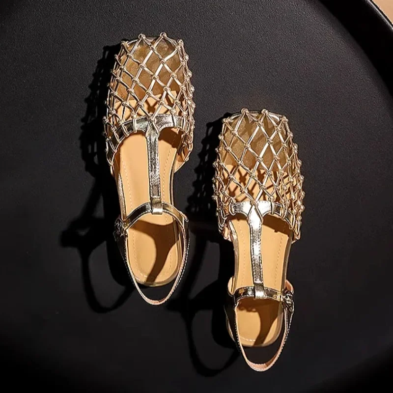 Women'S Shoes Trending 2025 - 女性用メッシュサンダル スクエアトゥ ローヒール ミュールシューズ オープントゥ レディースサマー2025トレンド