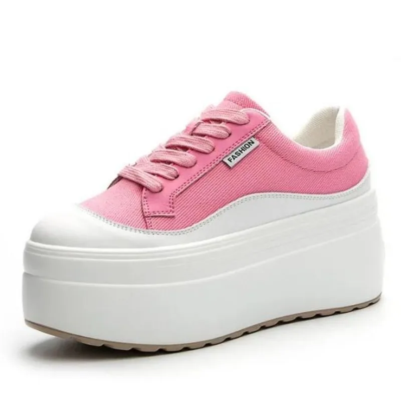 Women Shoes Sale - 女性用本革スニーカー,プラットフォームシューズ,隠しヒール,ピンクのウェッジ,さまざまな色,加硫,新しいファッション,8cm,夏