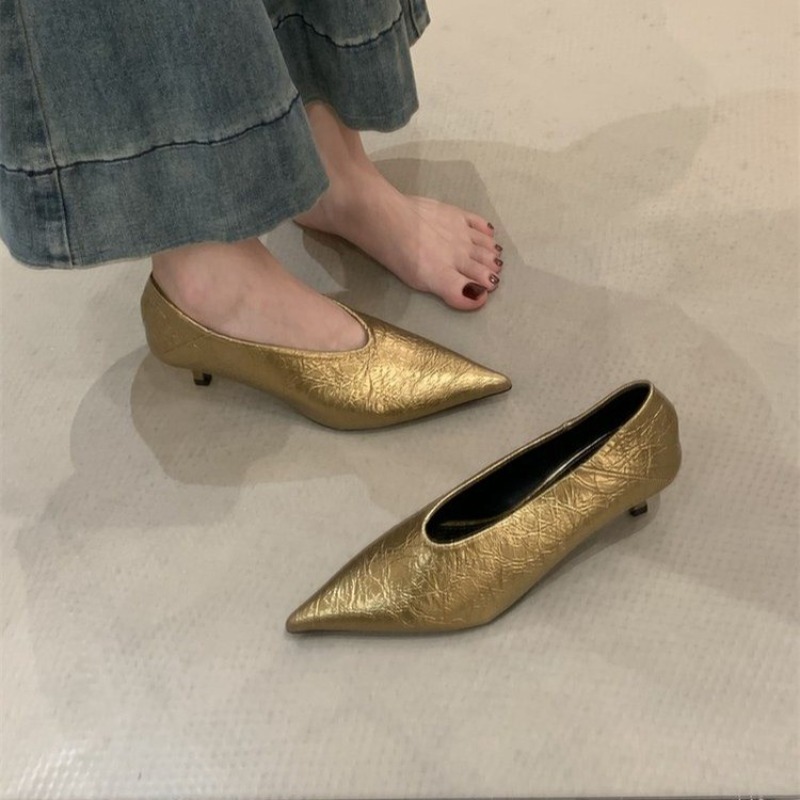 Women'S Shoes For Work - 2025年秋新作 通勤風 フラットヒール 浅口 ポインテッドトゥ シングルシューズ