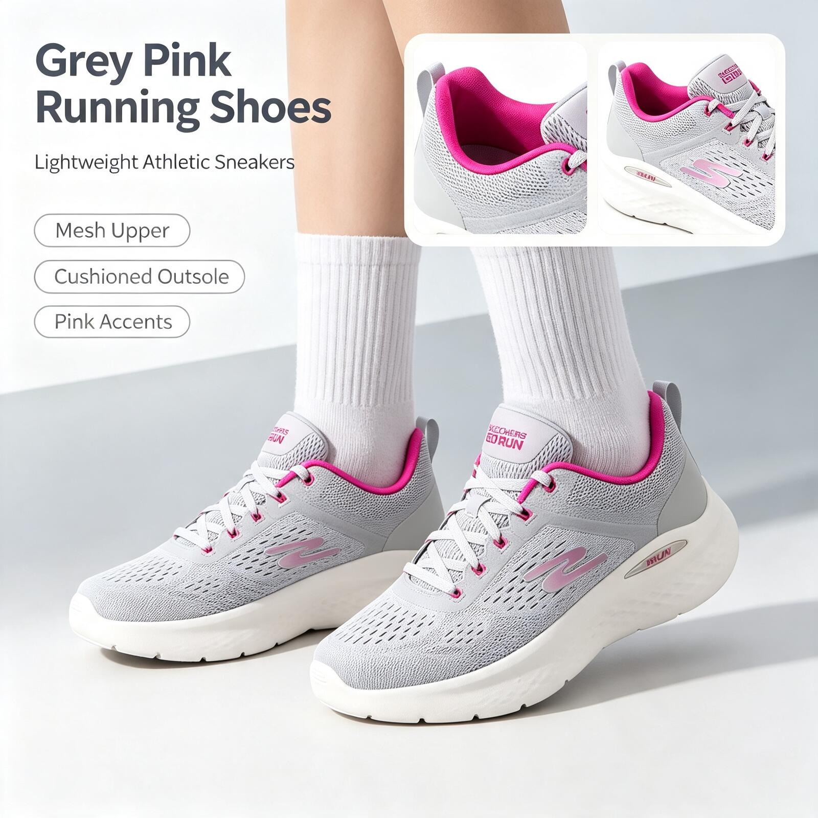 Women'S Shoes New Balance - スケッチャーズ 新しいレディースランニングシューズ 129423-GYPK 軽量通気性メッシュクッションスポーツスニーカー アウトドアウォーキングシューズ