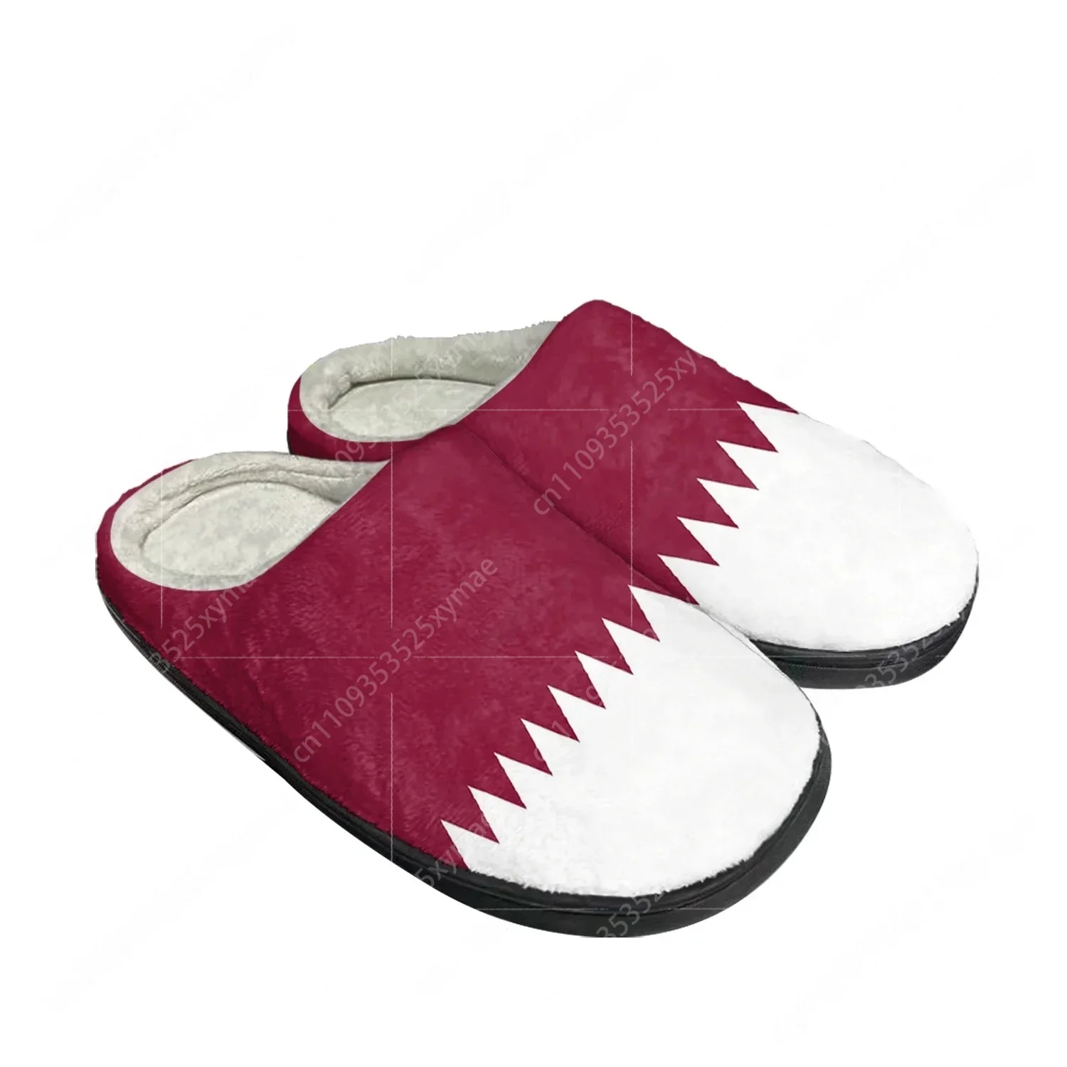 Women Shoes Qatar - カタール国旗柄ホームコットンカスタムスリッパ メンズ レディース サンダル カタールプラッシュ寝室用カジュアル保温シューズ サーマルスリッパ
