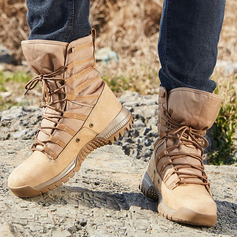 Women Shoes Us To Eu - ホットタクティカルEU 38-46ハイチューブデザートブーツ春用耐摩耗防水アウトドアハイキングシューズ女性用釣り狩猟スニーカー男性用