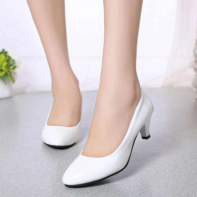 Women'S Shoes For Work - 女性パンプスヌード浅い口の女性の靴ファッションオフィスワークウェディングパーティー靴レディースローヒールの靴女性秋