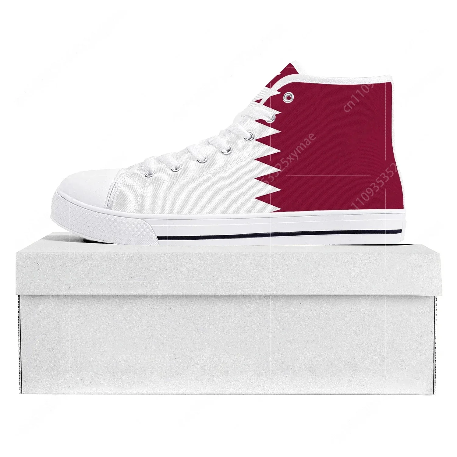 Women Shoes Qatar - カタール国旗ハイトップ高品質スニーカーメンズレディースティーンエイジャーキャンバススニーカーカタールカジュアルカップルシューズカスタムシューズ