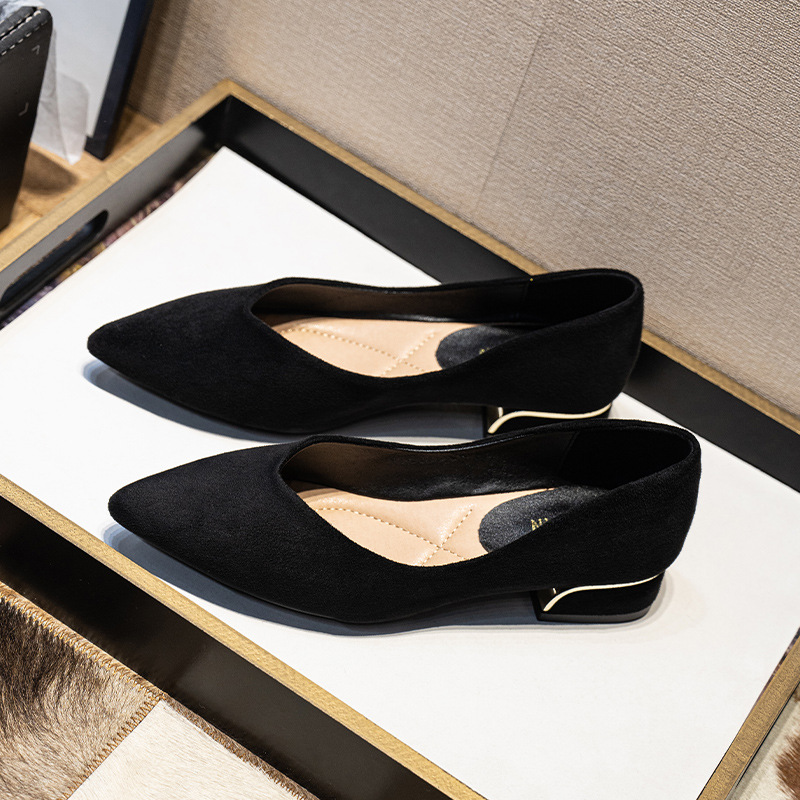 レディース ポインテッドトゥ シンプルチャンキーヒール スエ - Women'S Shoes For Work のレビューと価格
