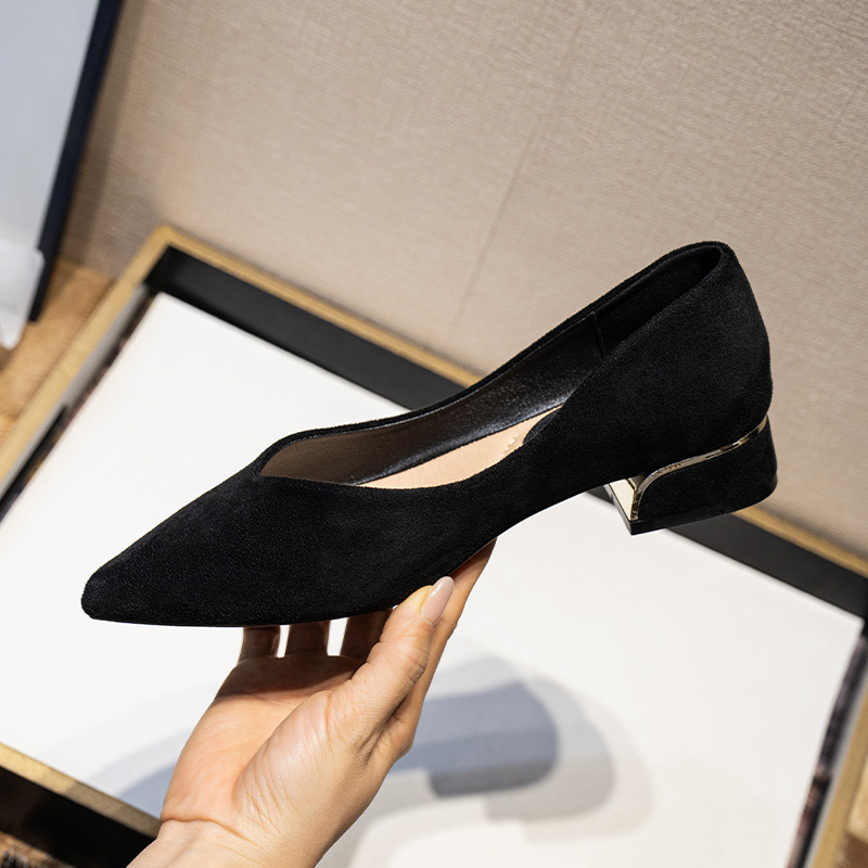 レディース ポインテッドトゥ シンプルチャンキーヒール スエ - Women'S Shoes For Work のレビューと価格