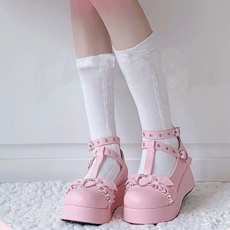新しいスイートハートバックルウェッジメアリージェーンズ女性ピ - Mary Jane Shoes のレビューと価格