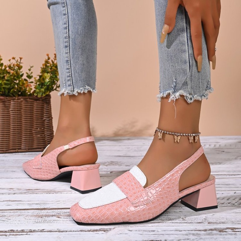 チャンキーヒール スリングバック パンプス レディース ファ - Women'S Shoes For Work のレビューと価格