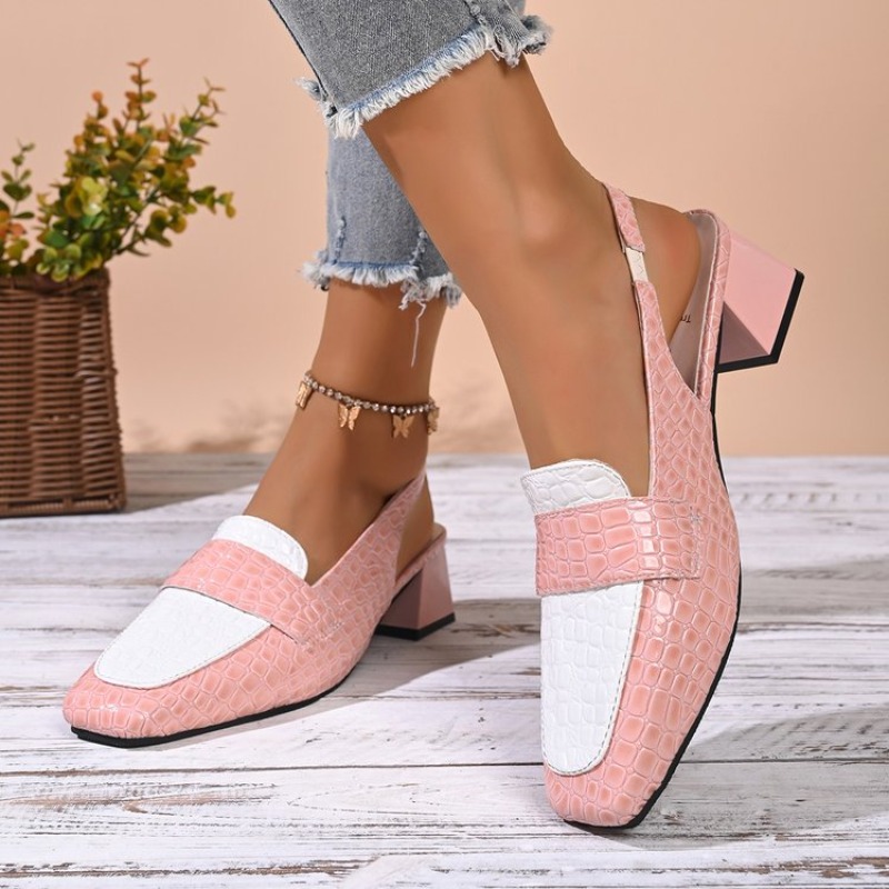 チャンキーヒール スリングバック パンプス レディース ファ - Women'S Shoes For Work のレビューと価格