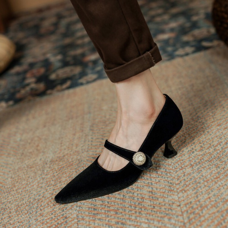 ワインレッド ポインテッドトゥ メリージェーンシューズ レデ - Mary Jane Shoes のレビューと価格