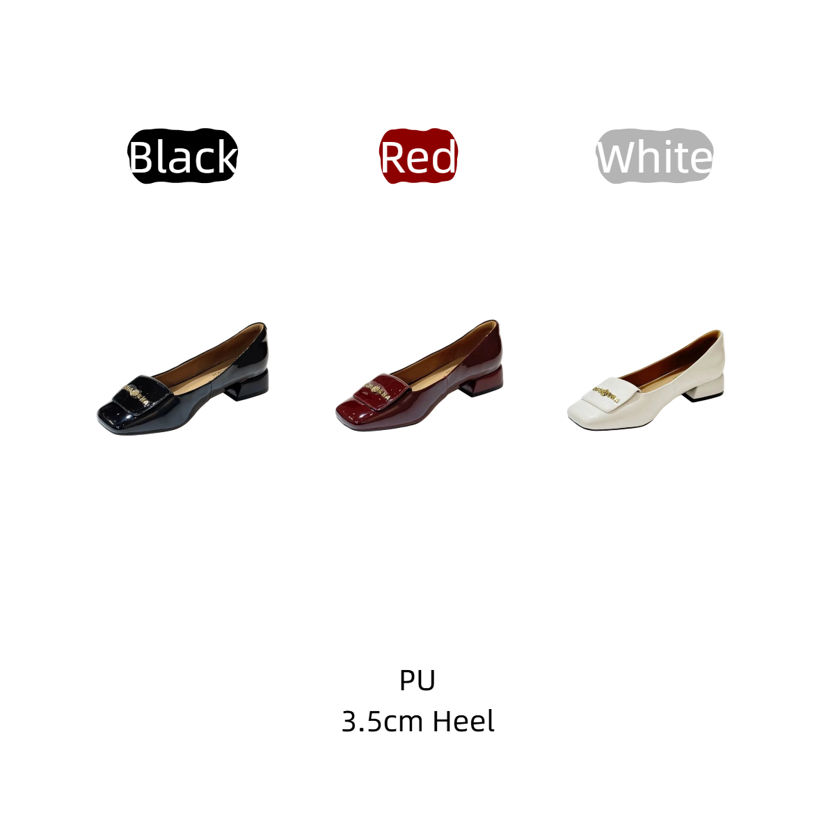 レディースレトロスクエアトゥブロックヒールパンプス、メタルバ - Women'S Shoes For Work のレビューと価格