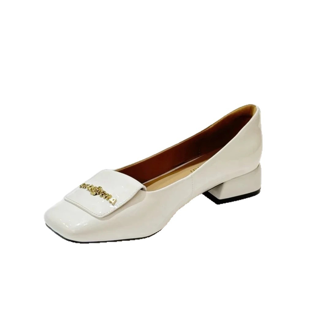 レディースレトロスクエアトゥブロックヒールパンプス、メタルバ - Women'S Shoes For Work のレビューと価格