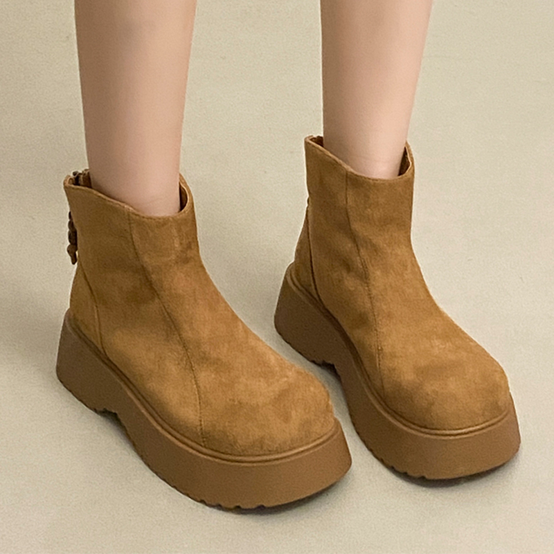 フラットプラットフォーム女性のアンクルブーツスエード居心地の - Women'S Shoes Trending 2025 のレビューと価格