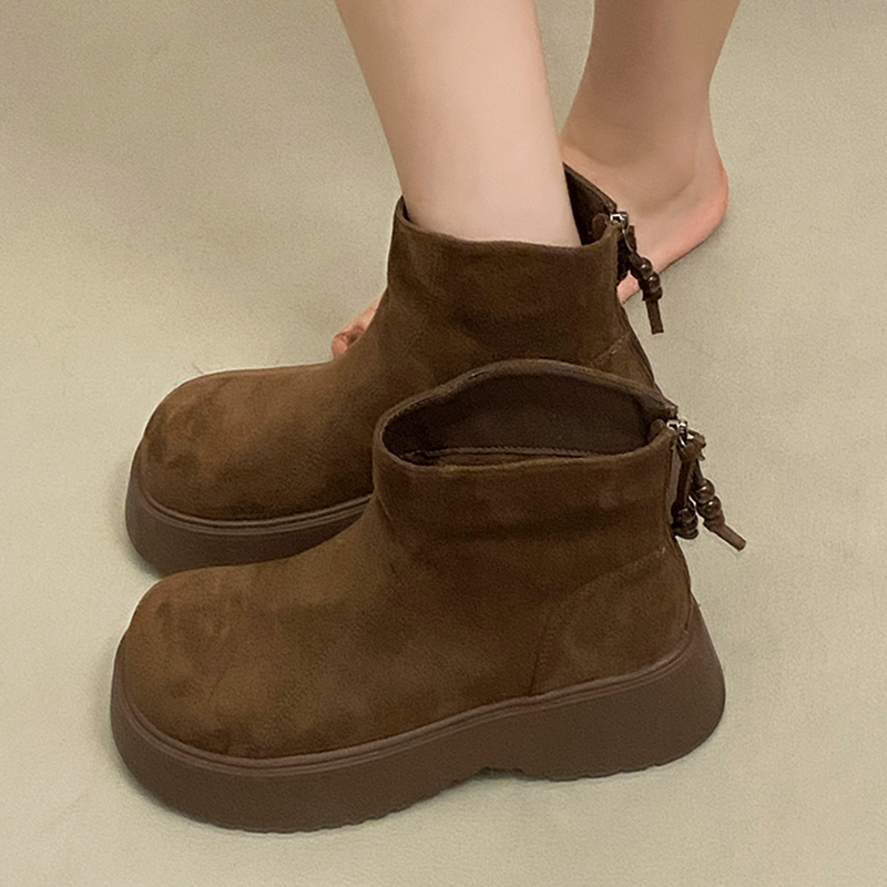 フラットプラットフォーム女性のアンクルブーツスエード居心地の - Women'S Shoes Trending 2025 のレビューと価格