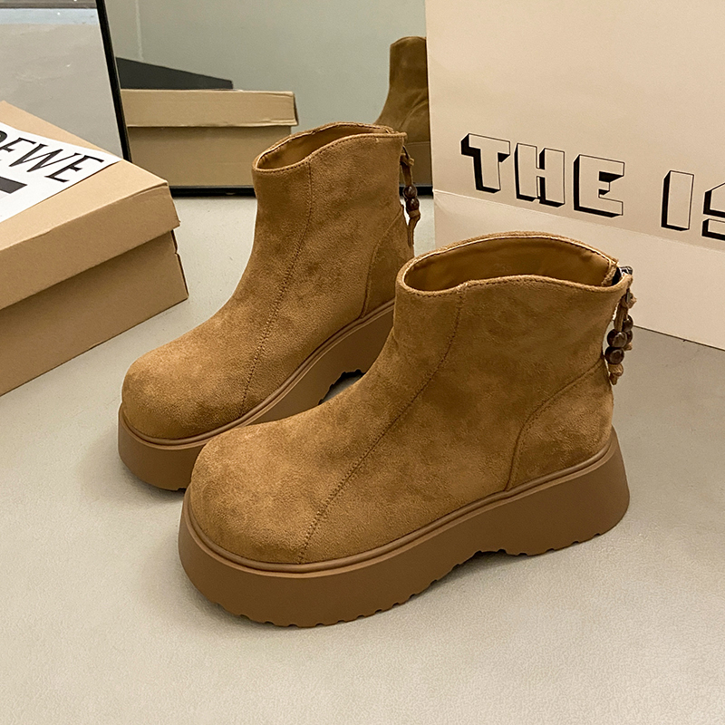 フラットプラットフォーム女性のアンクルブーツスエード居心地の - Women'S Shoes Trending 2025 のレビューと価格