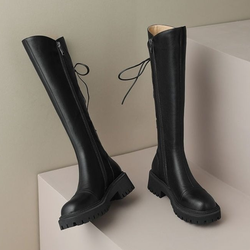 ブラウンレザー プラットフォーム レディース ロングブーツ  - Women'S Shoes Trending 2025 のレビューと価格