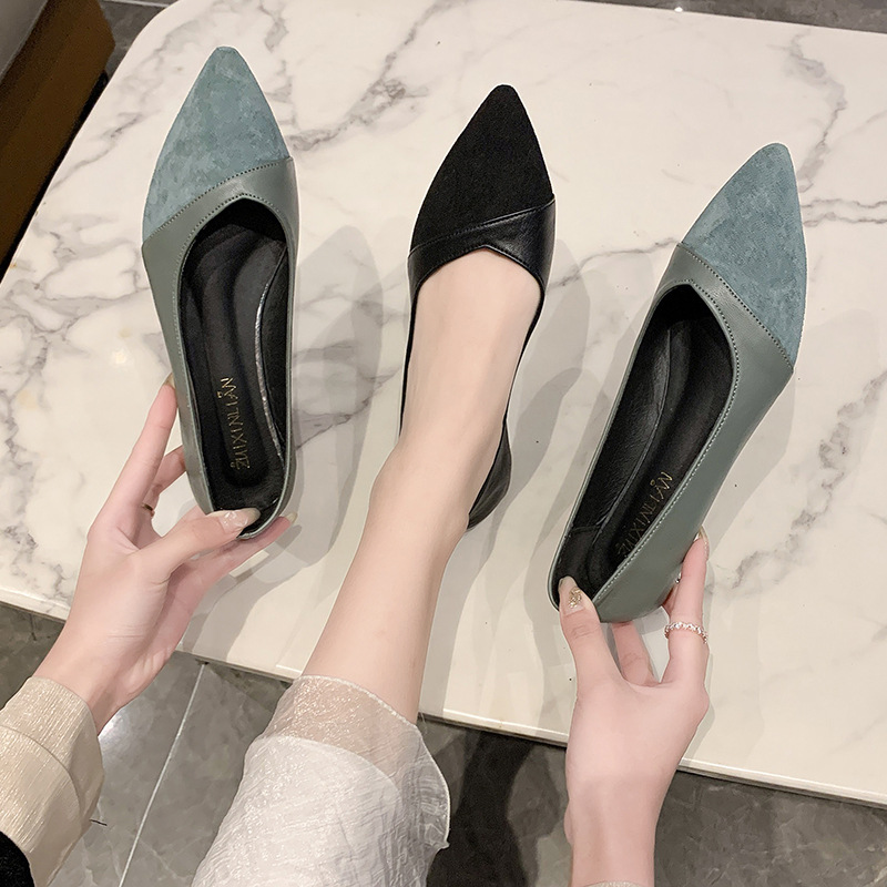 レディース向けフラットブラックレザーシューズ 秋向け万能ロー - Women'S Shoes For Work のレビューと価格