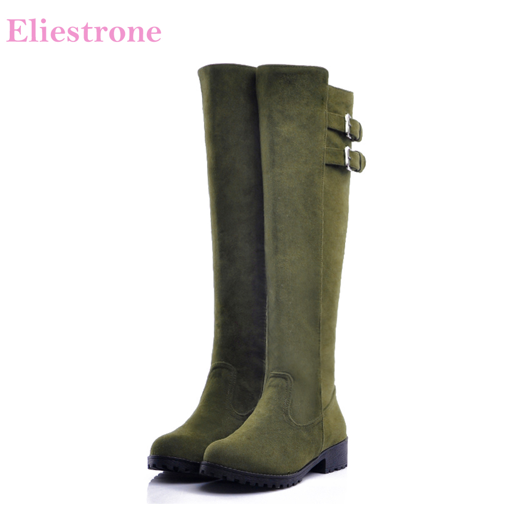 新品冬ファッションアーミーグリーンイエロー女性ニーハイブーツ - Women'S Shoes Yellow のレビューと価格