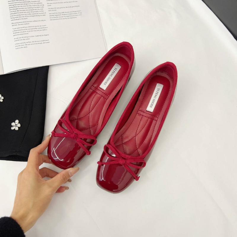 浅い女性用ソフトラウンドレディースフラットシューズ、スライド - Mary Jane Shoes のレビューと価格