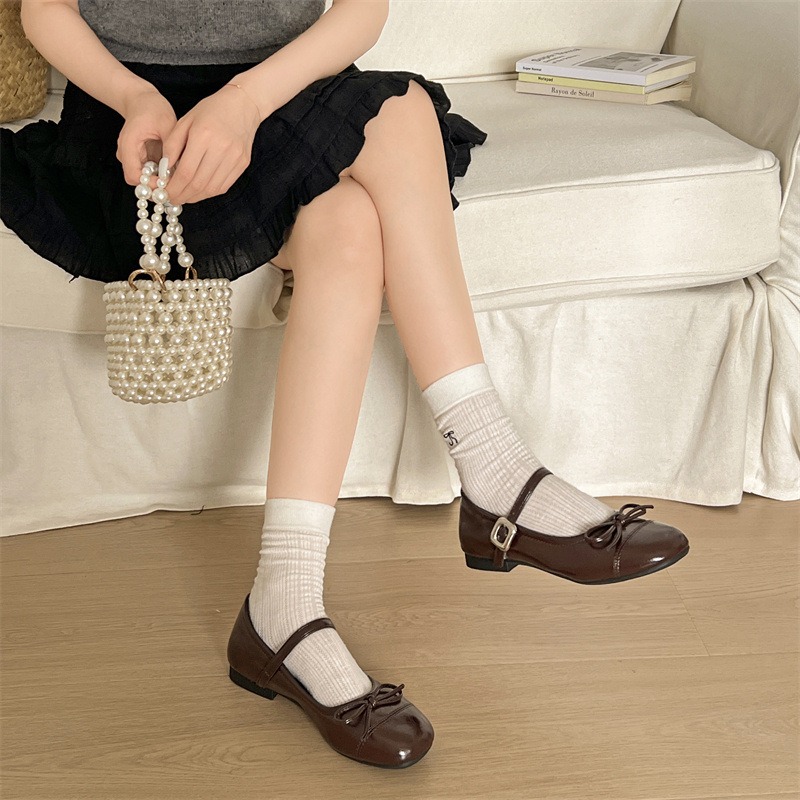 レディース ボウ メリージェーン フラットシューズ スクエア - Women Shoes Us To Eu のレビューと価格