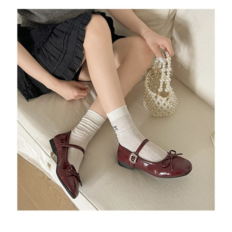 レディース ボウ メリージェーン フラットシューズ スクエア - Women Shoes Us To Eu のレビューと価格