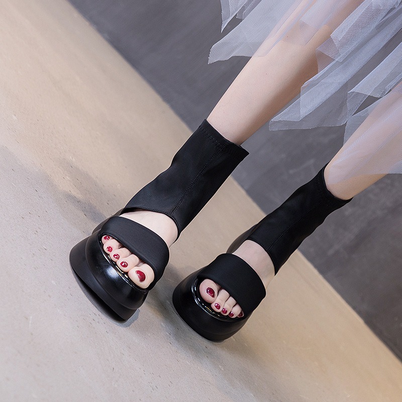 女性のピープトウチャンキープラットフォームサンダルアンクルブ - Women Shoes Us To Eu のレビューと価格