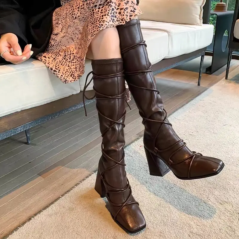 秋冬レザーストラップニーハイシューズ女性用ワークオンオファー - Women'S Shoes Trending 2025 のレビューと価格