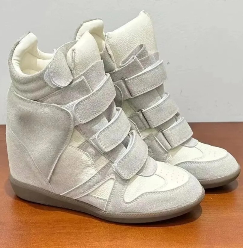 女性用隠しウェッジヒールハイカットスニーカー、スエードレザー - Women Shoes Sale のレビューと価格