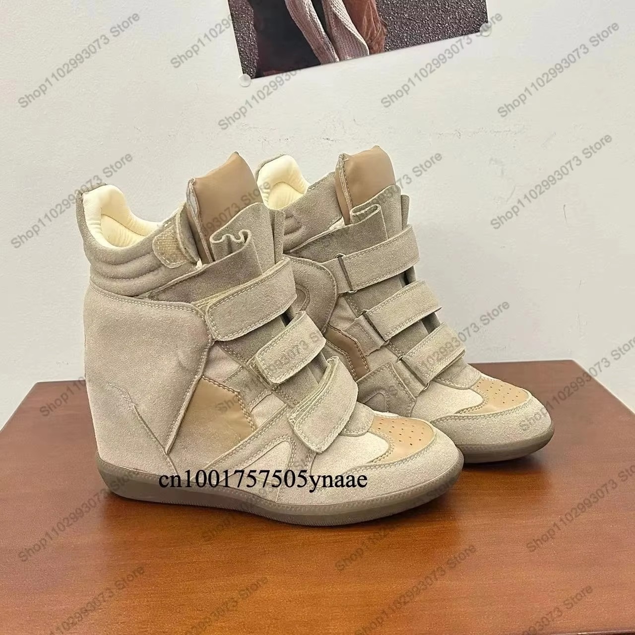 女性用隠しウェッジヒールハイカットスニーカー、スエードレザー - Women Shoes Sale のレビューと価格