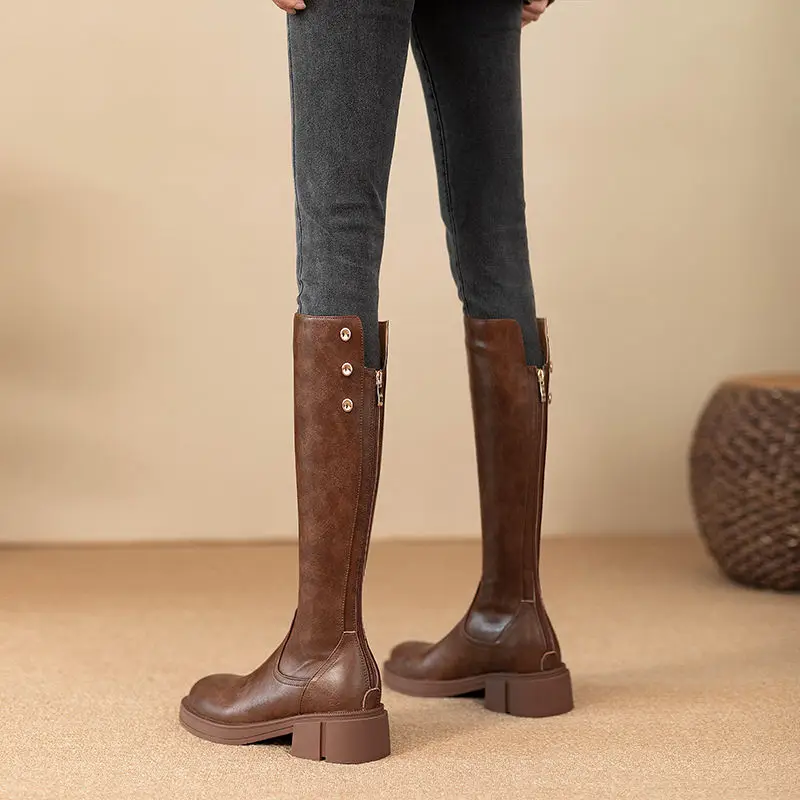 秋冬ミドルヒールレディースニーハイ丈防水PUファッション20 - Women'S Shoes For Work のレビューと価格
