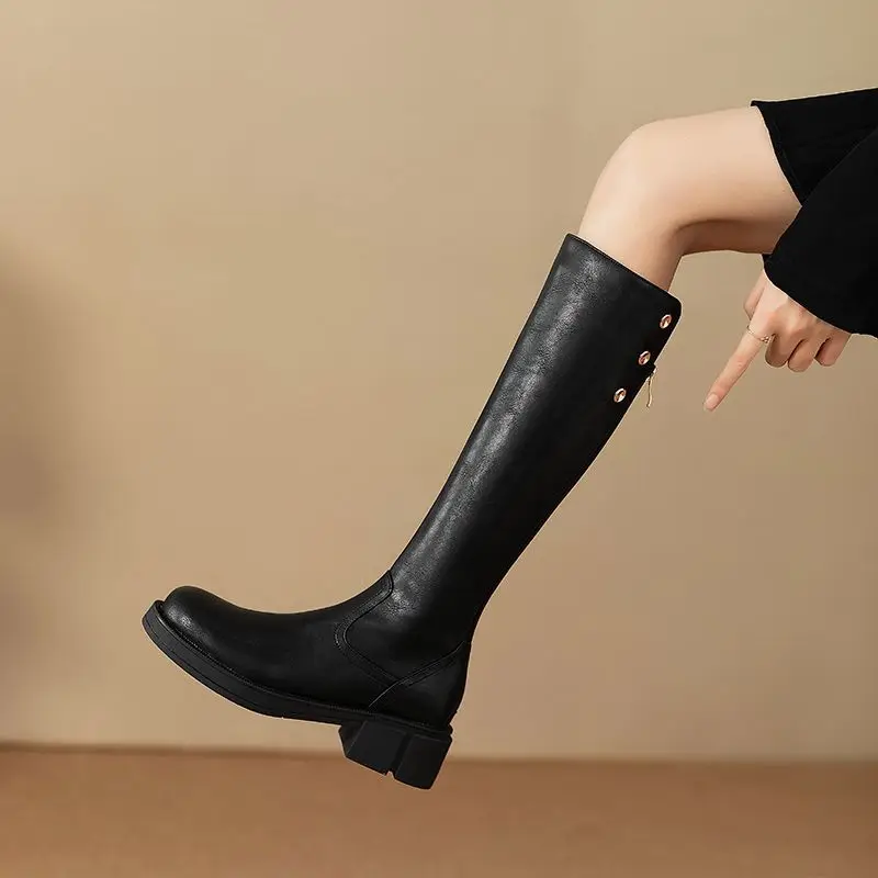 秋冬ミドルヒールレディースニーハイ丈防水PUファッション20 - Women'S Shoes For Work のレビューと価格